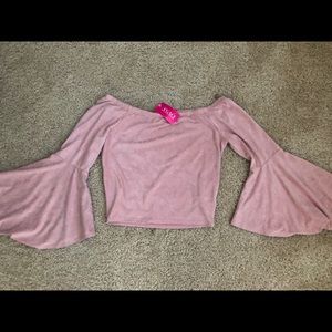 Suede long sleeve crop top